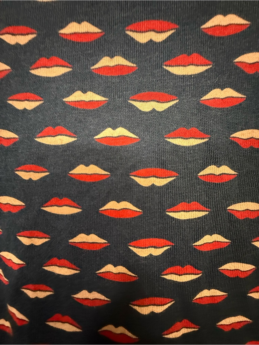 Boden Navy & Coral Lip-Print V-Neck Dress sz14. (SKU0064) - Picture 5 of 6